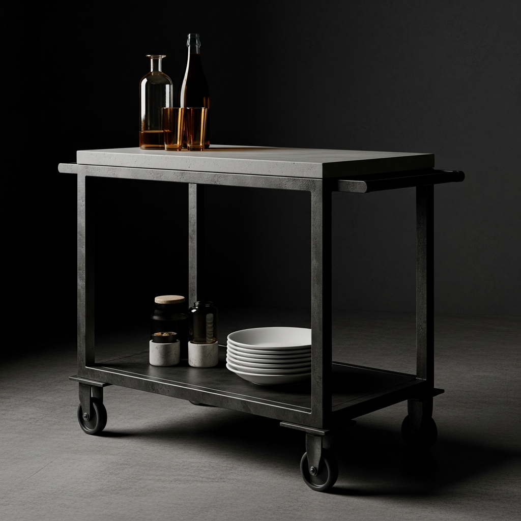 Matte Charcoal Iron Industrial Island
