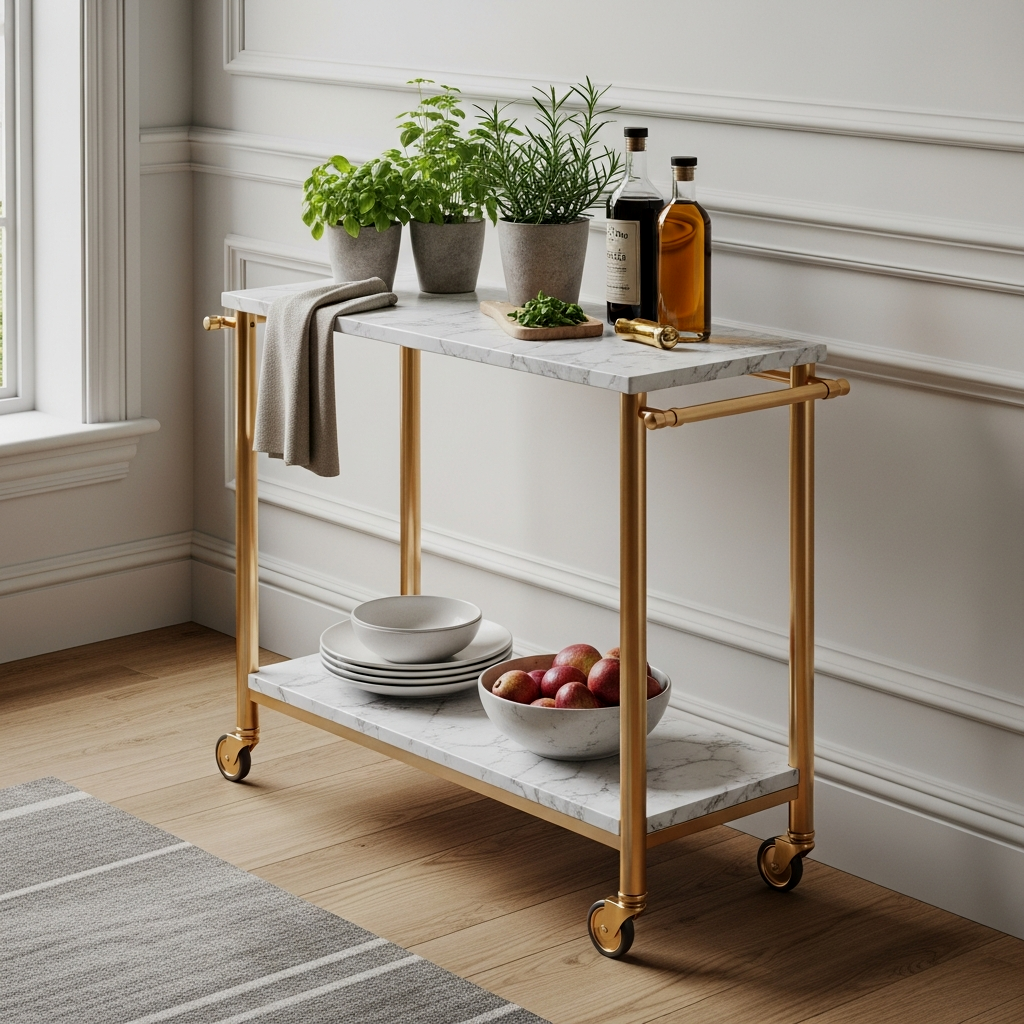 Sleek Marble and Gold Mobile Island