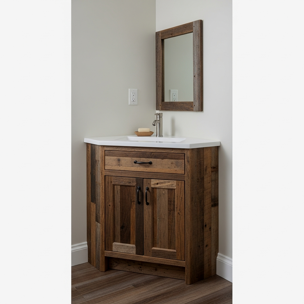 Reclaimed Wood Corner Vanity for Rustic Efficiency