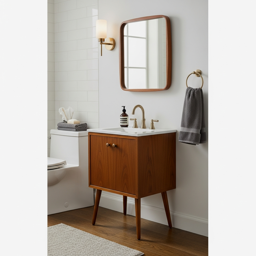 Mid-Century Modern Vanity with Slender Tapered Legs