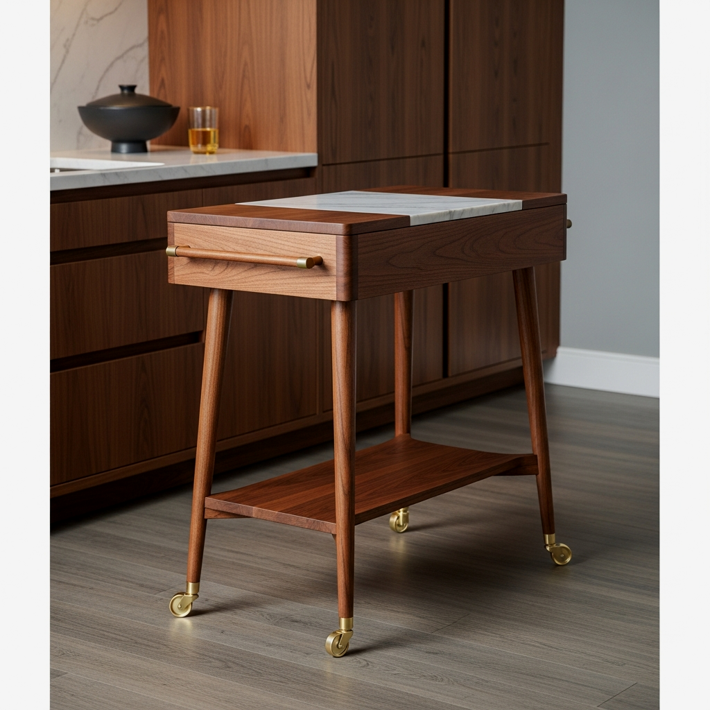 Mid-Century Modern Mobile Prep Table