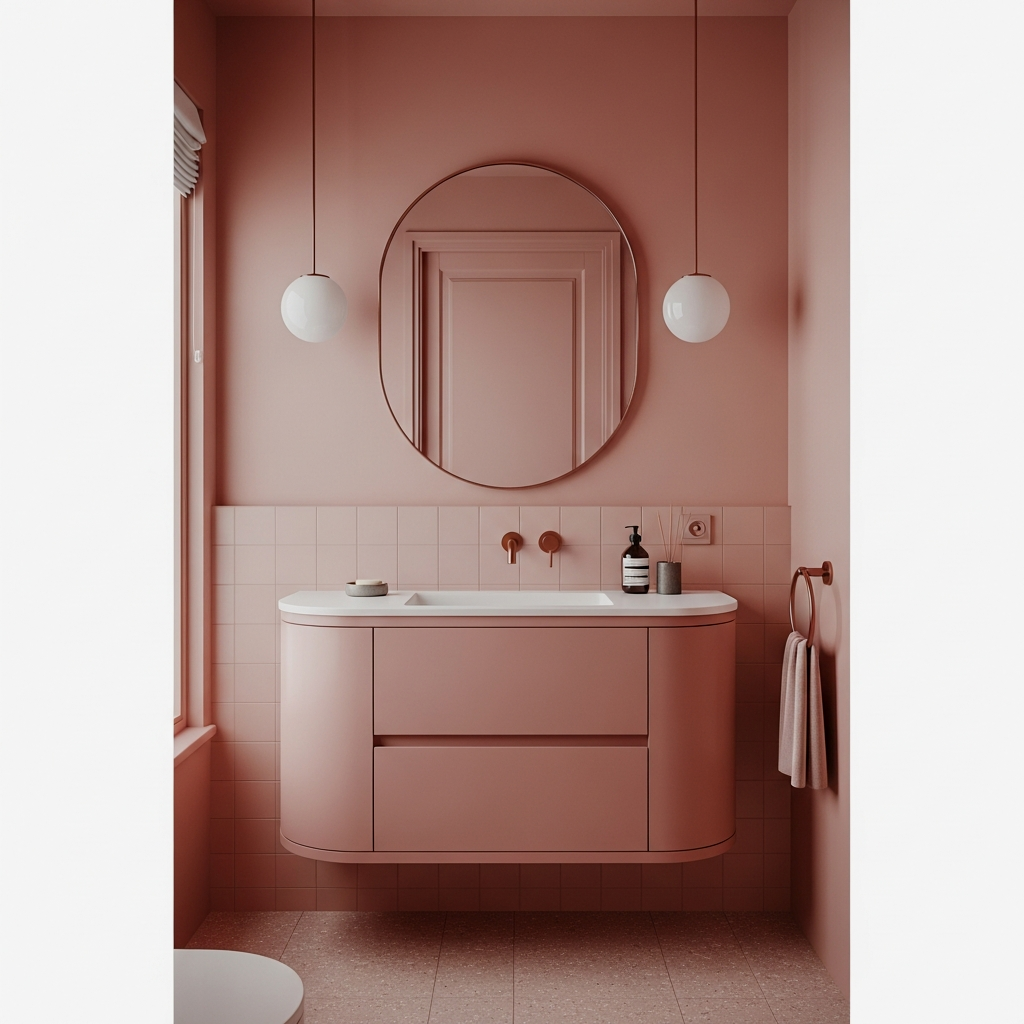 Curved Edge Floating Vanity for Soft Flow