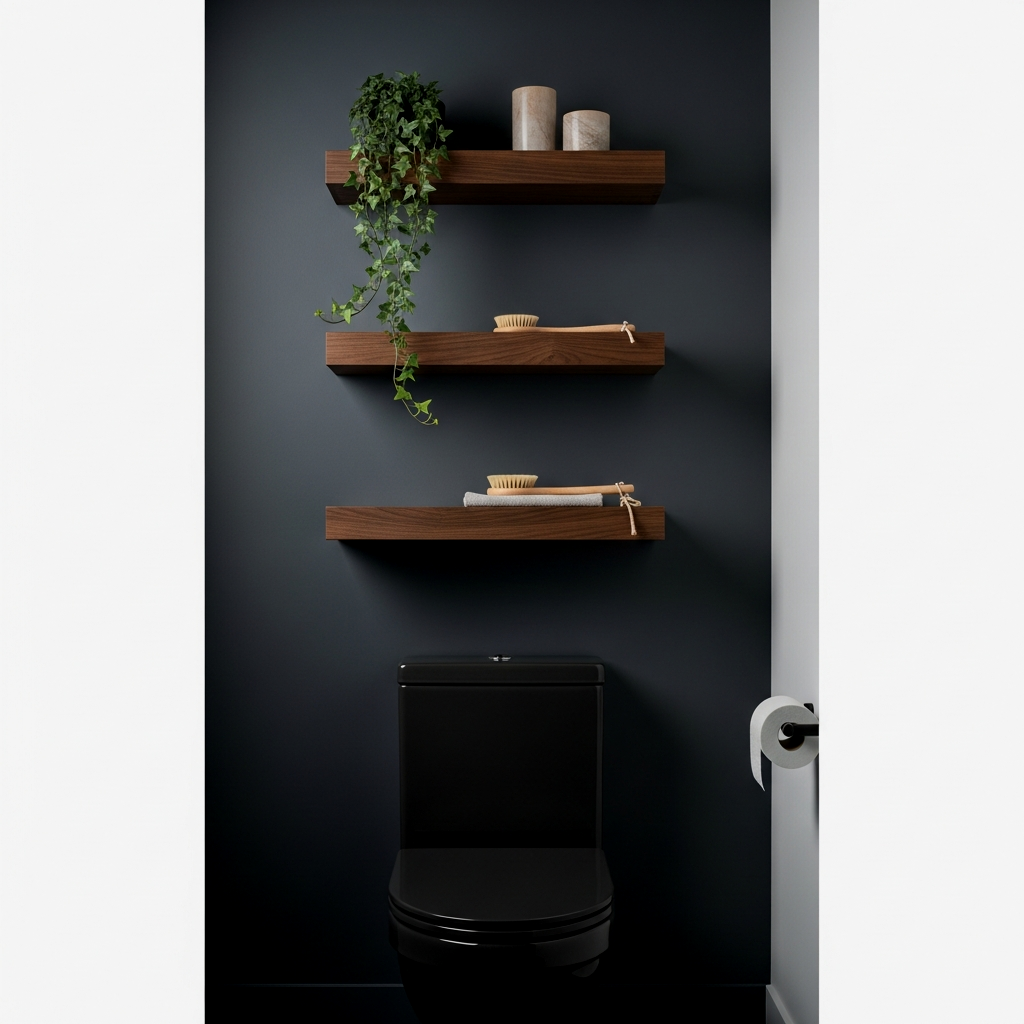 Dark Walnut Floating Shelves for Modern Contrast