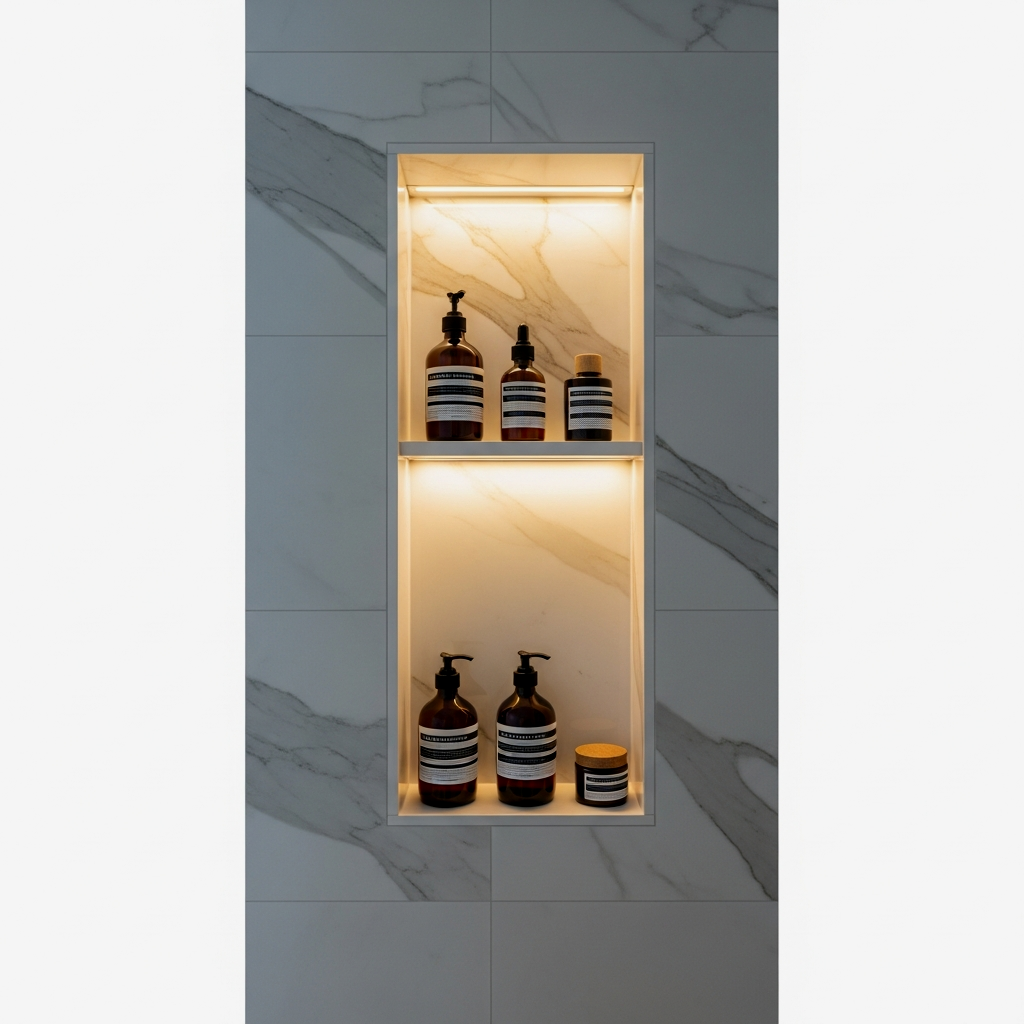 Sleek Recessed Wall Niches with LED Accents