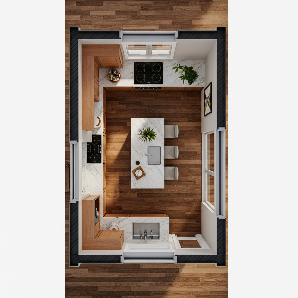 The Math of Beauty: Small Kitchen Island Layout Plans for Tiny Homes