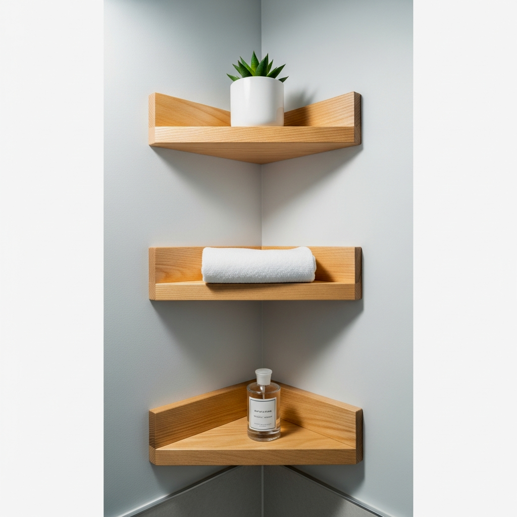 Narrow Corner Floating Wood Triangles