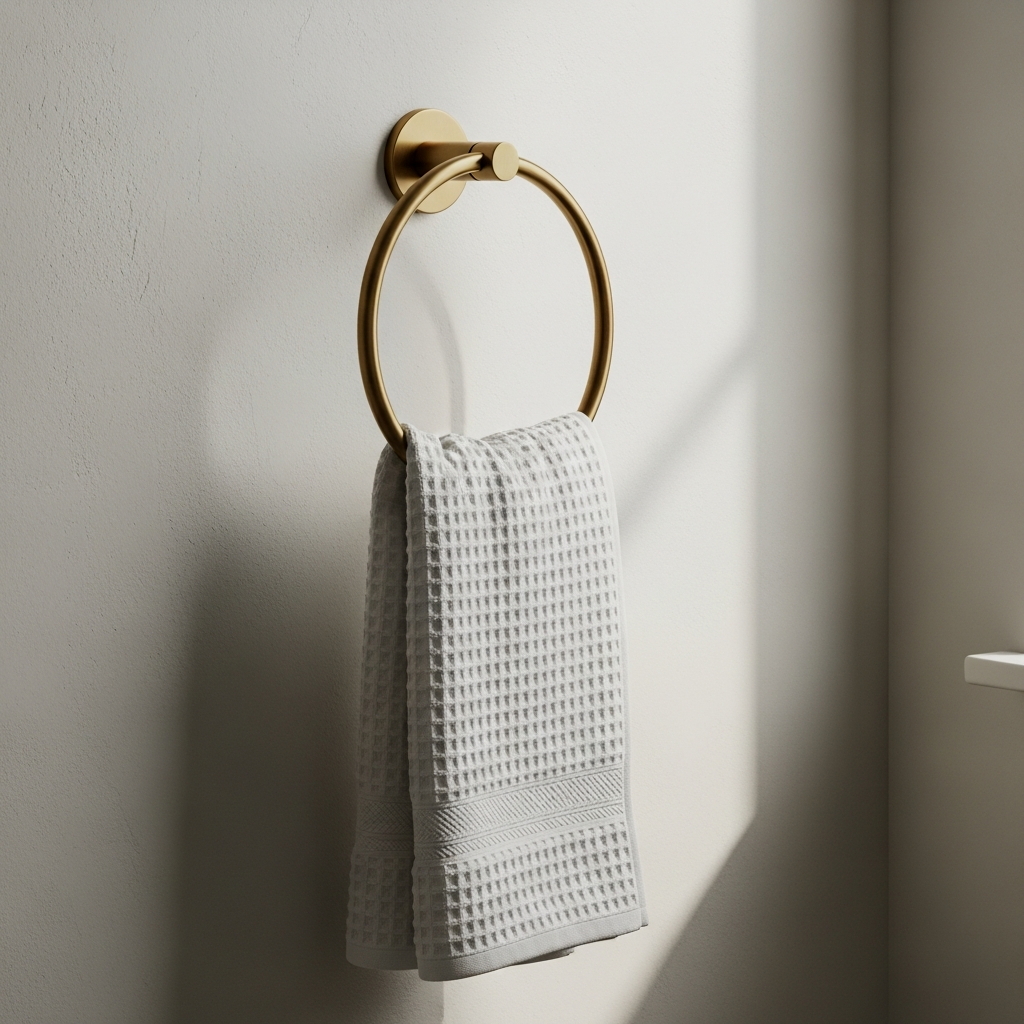 Minimalist Brushed Brass Towel Rings