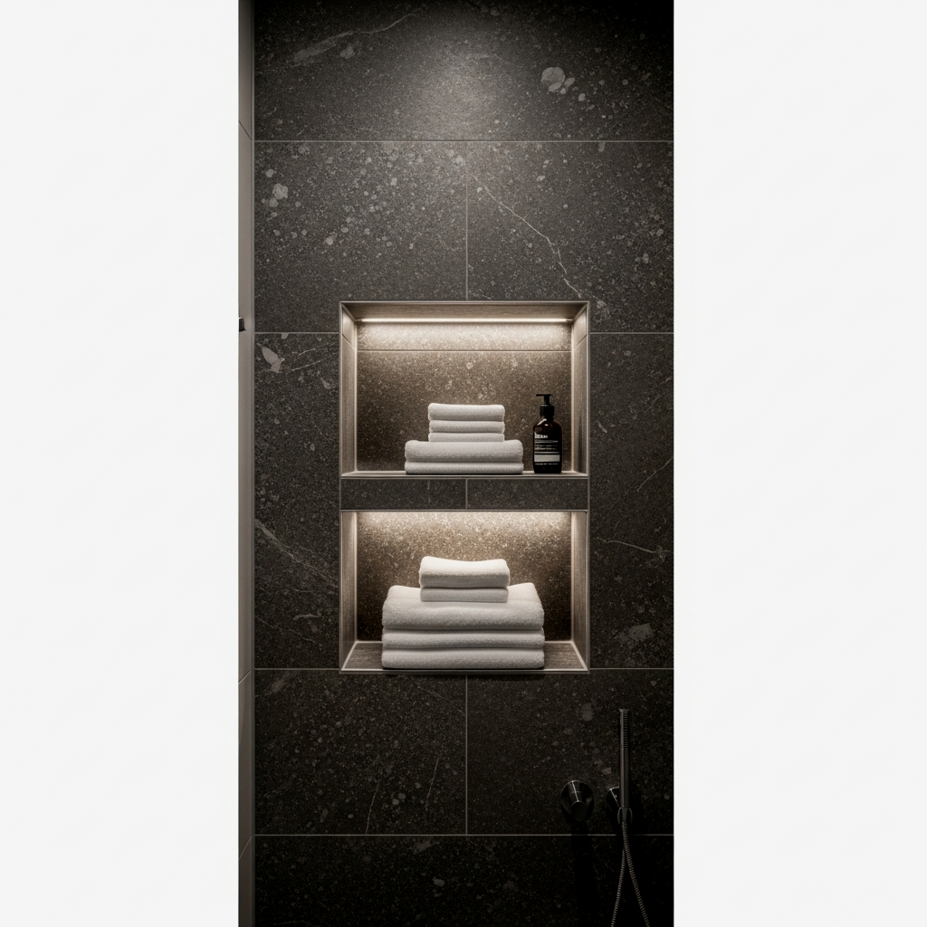 Integrated Recessed Wall Niches for Towel Stacks