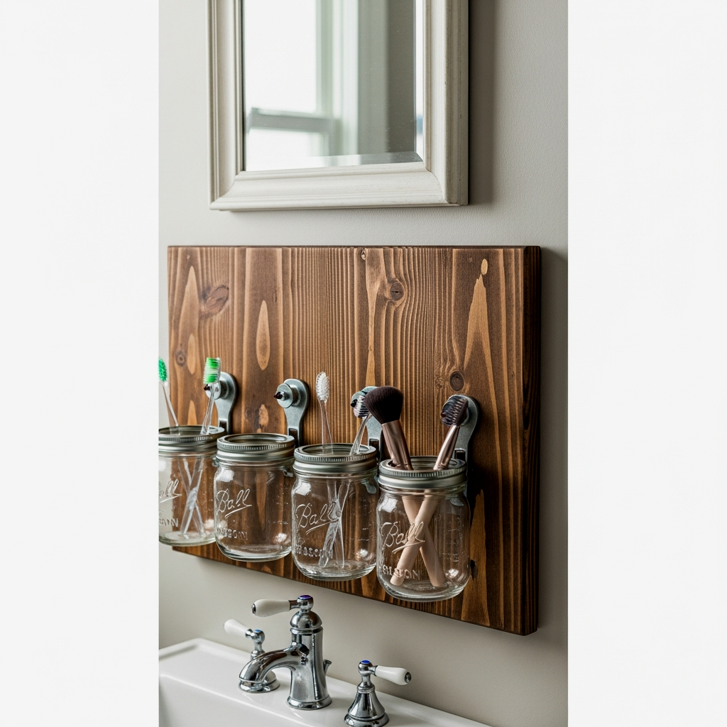 Mason Jar Wall Organizer