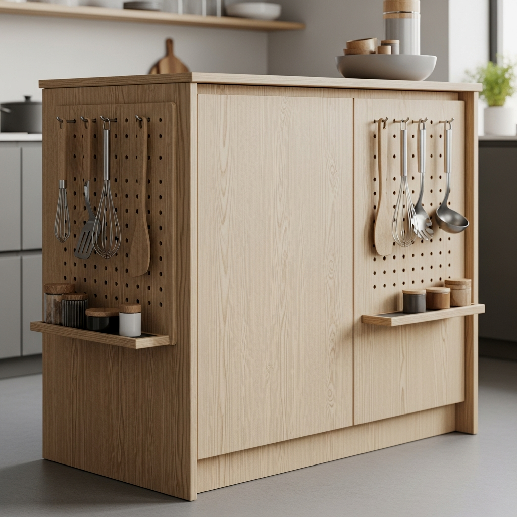 Scandi-Minimalist Birch Wood Island