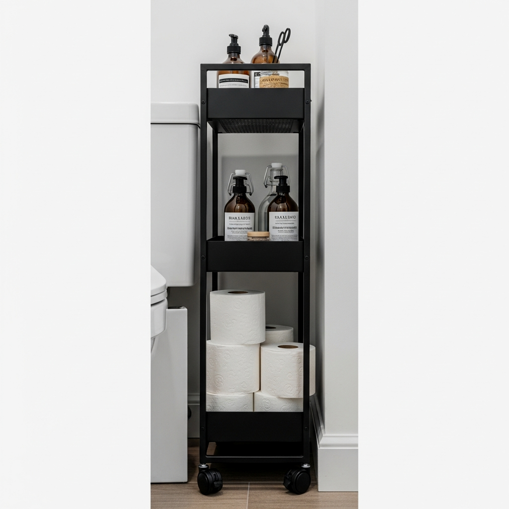 Narrow Matte Black Rolling Organizer