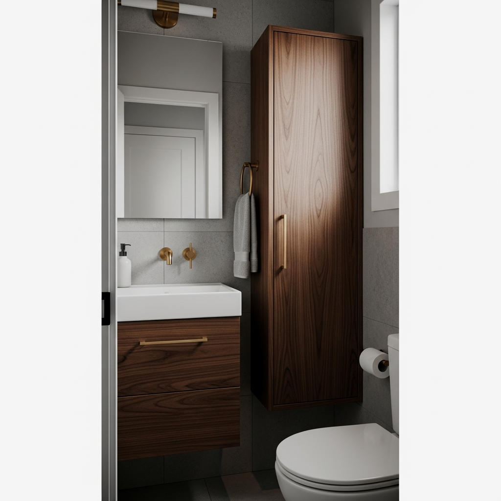 Slim Wall-Mounted Walnut Cabinet