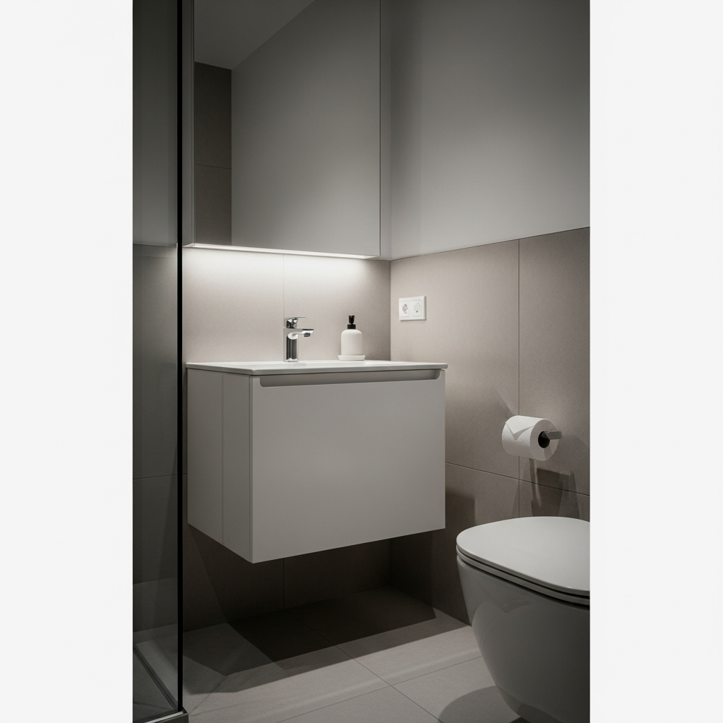 Minimalist Matte White Floating Cabinet