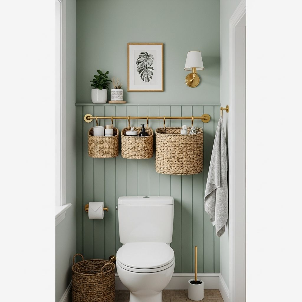 Boho Rail with Hanging Storage Baskets