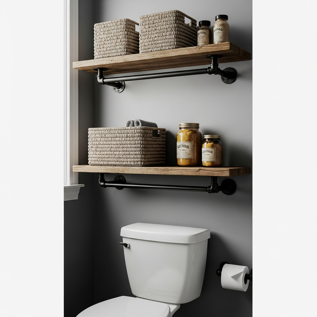 Industrial Pipe and Reclaimed Wood Shelving
