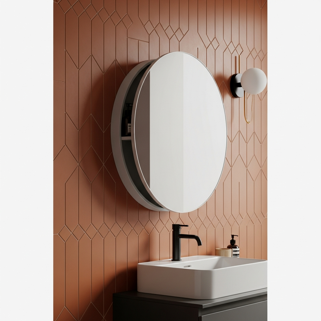 Contemporary Round Mirrored Medicine Cabinet