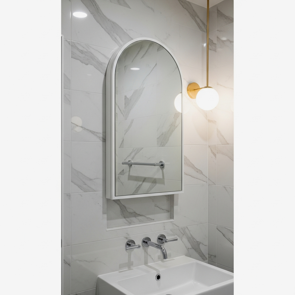 Minimalist Recessed Arched Medicine Cabinet