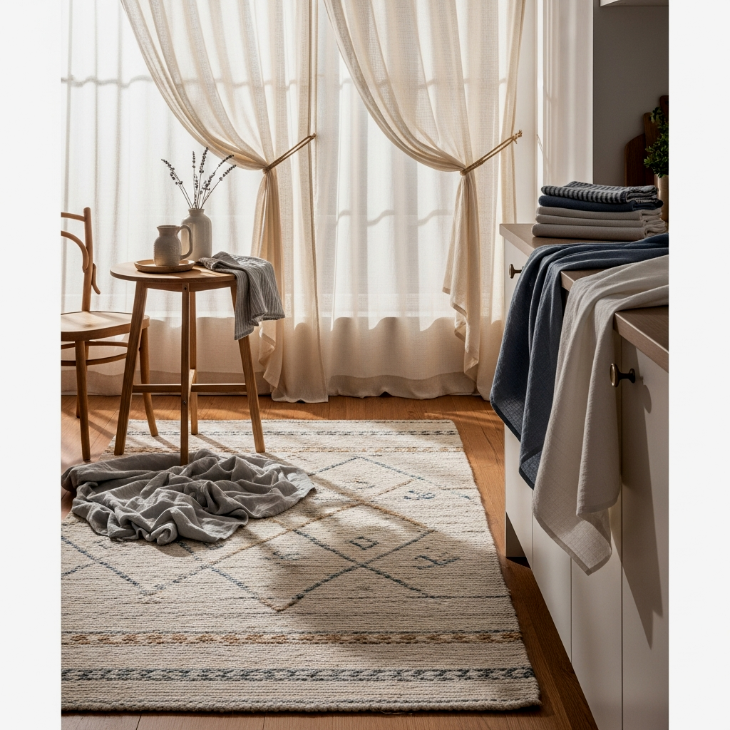The Layered Kitchen: Rugs and Curtains