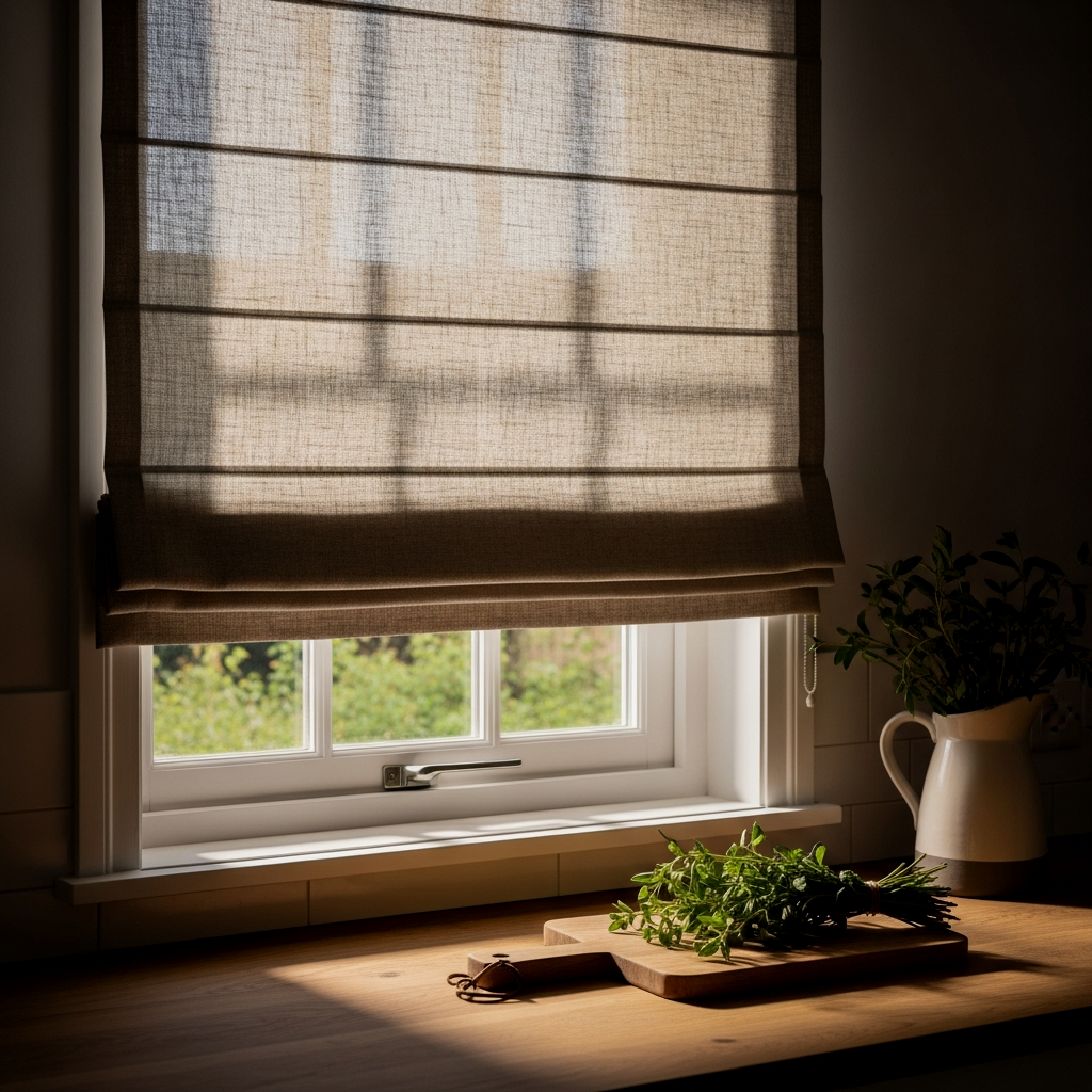 Textured Drapery: Roman Shades in Flax