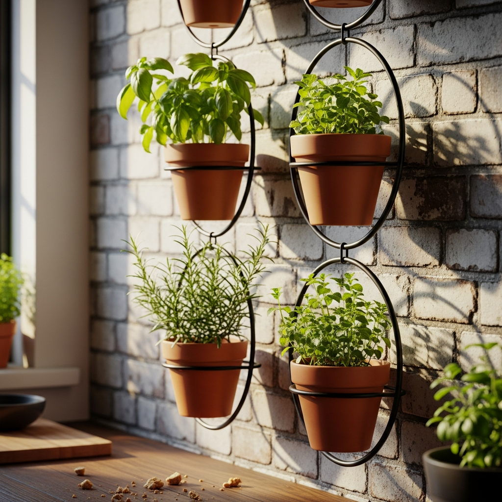 Wall-Mounted Vertical Herb Garden