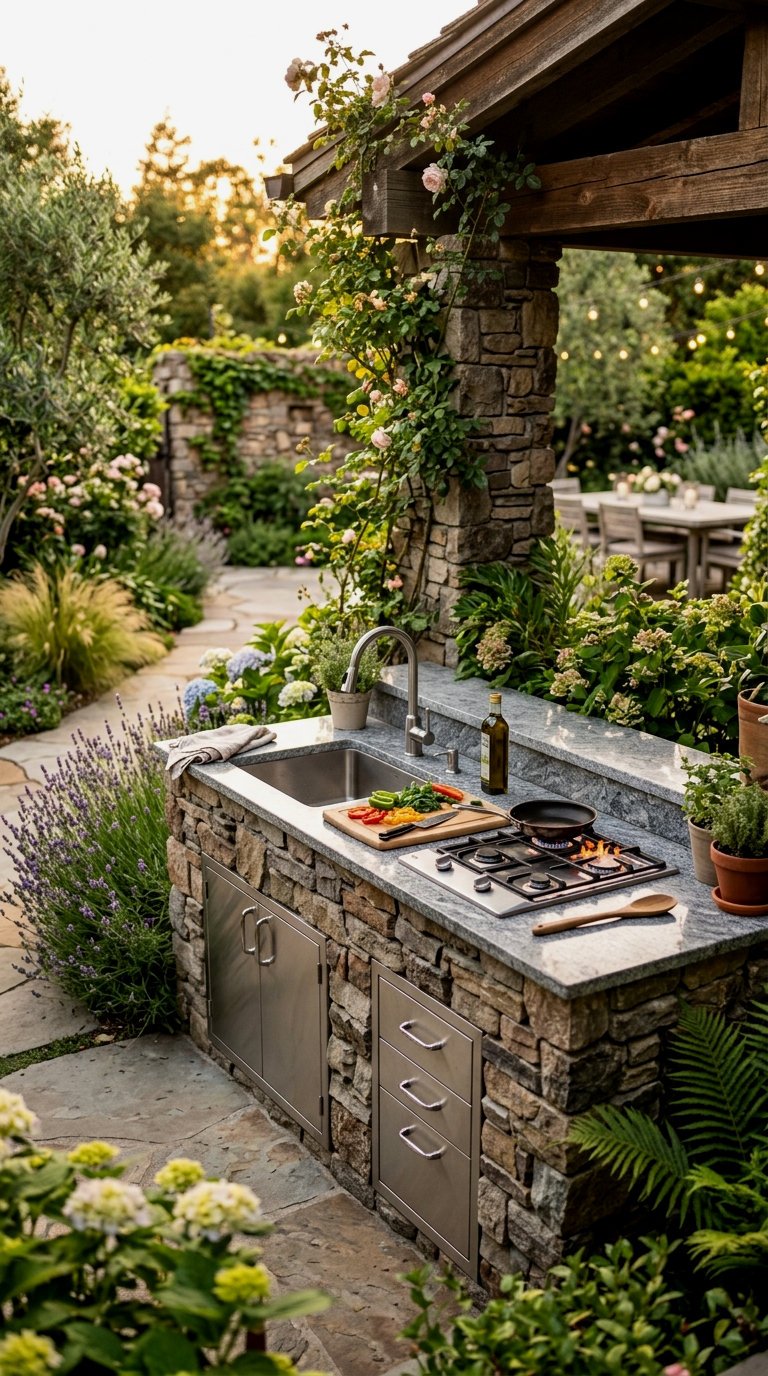 The Micro-Kitchen with Stone Veneer