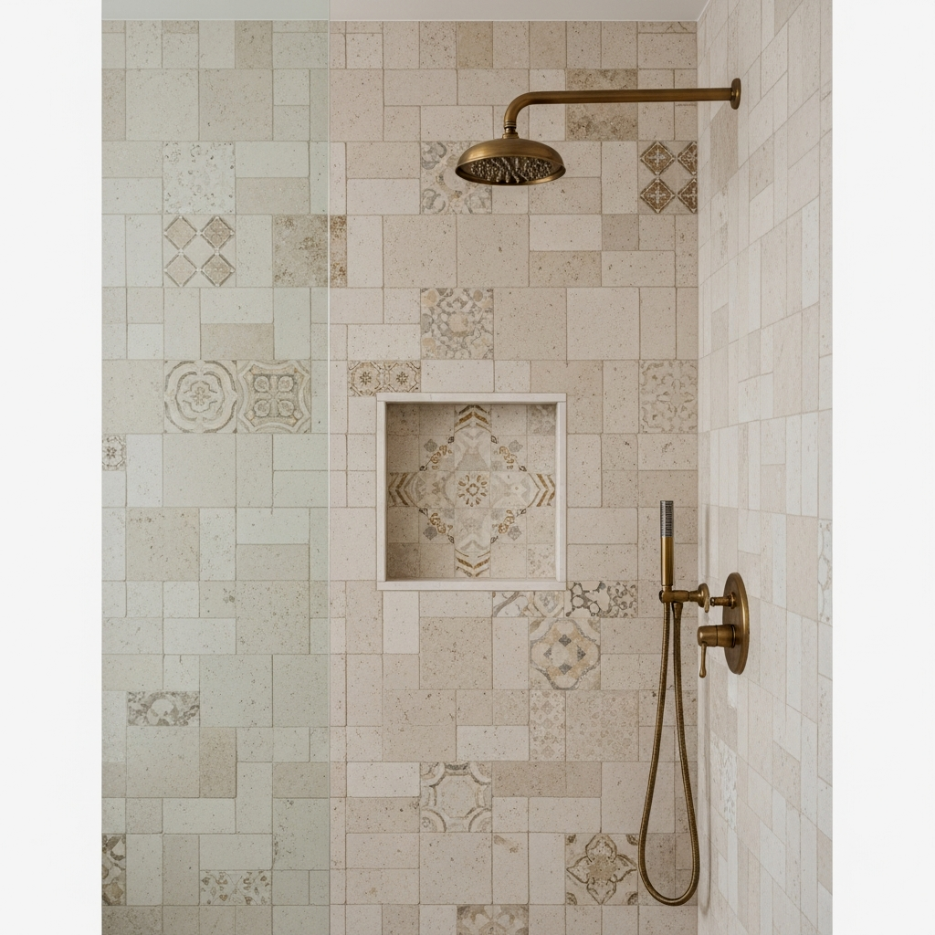Tonal Cream Zellige Tile Shower