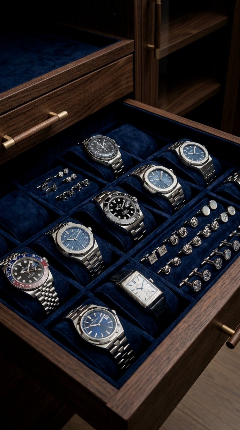 Velvet-Lined Watch & Accessory Drawer