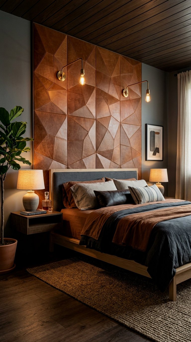 Geometric Leather Acoustic Wall Panels