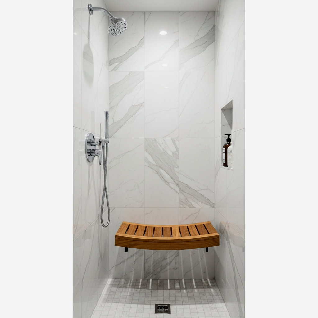 Floating Teak Shower Bench