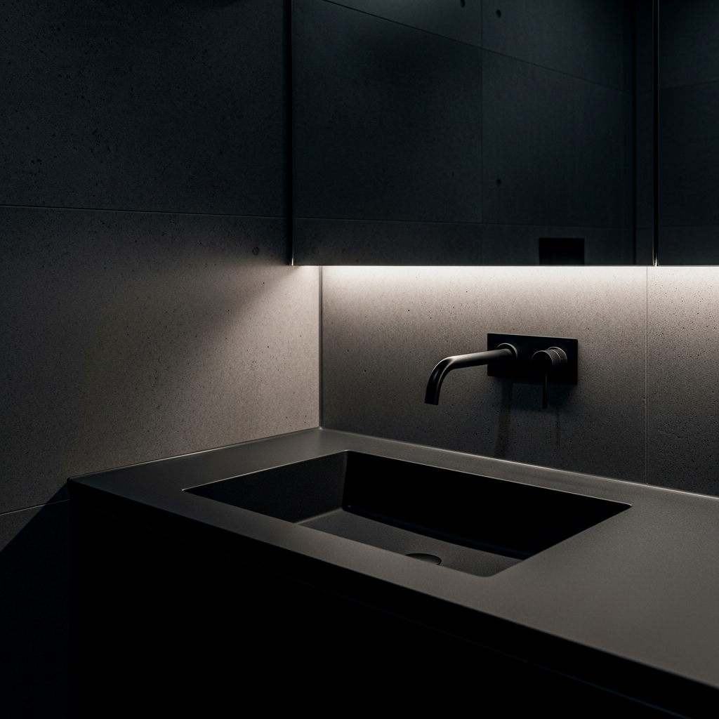 The Minimalist Black Quartz Integrated Sink