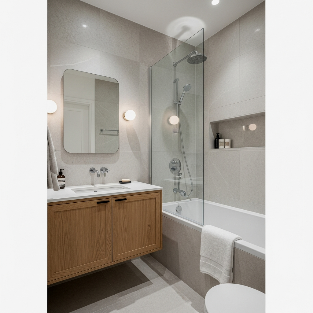 Floating Vanities and Glass Partitions