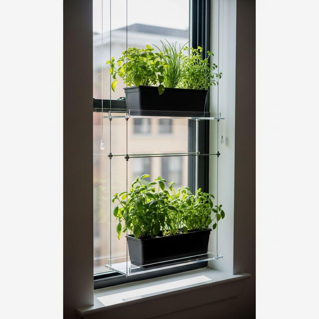 Tension Rod Window Herb Gardens