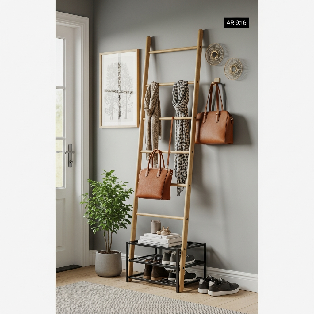No-Drill Entryway Ladder Racks