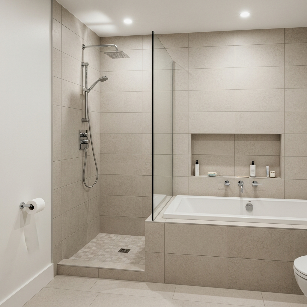 Wet Room Layout with Curbless Entry