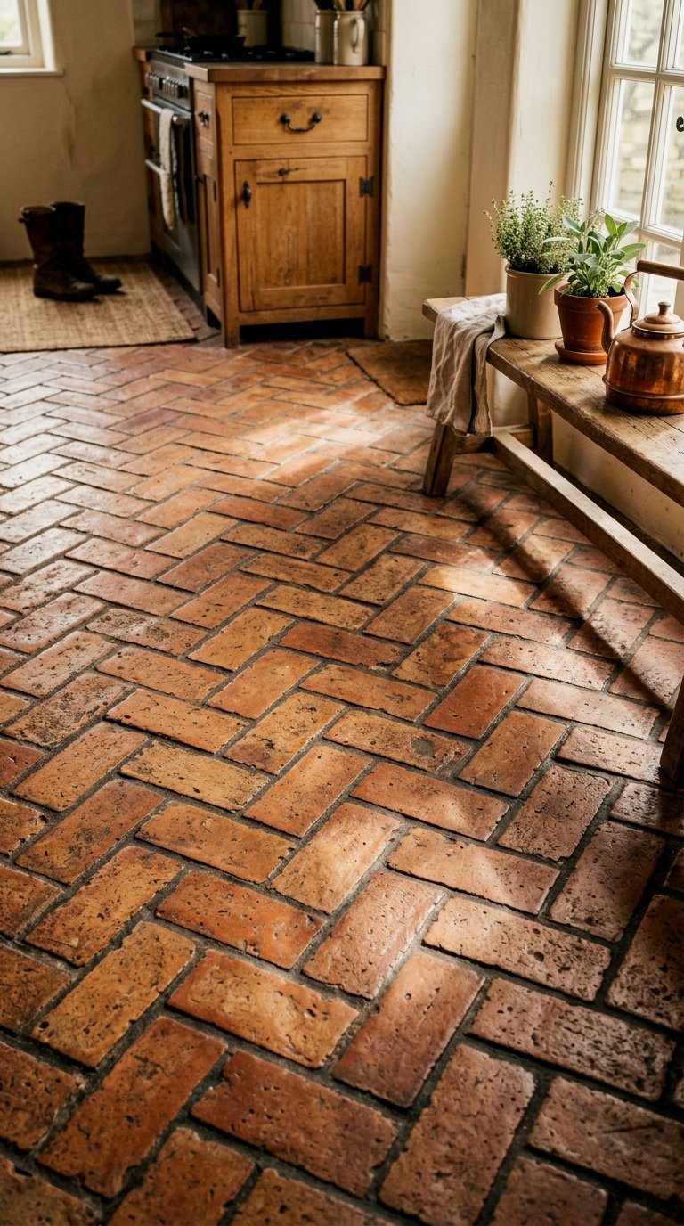 Terracotta Herringbone Flooring