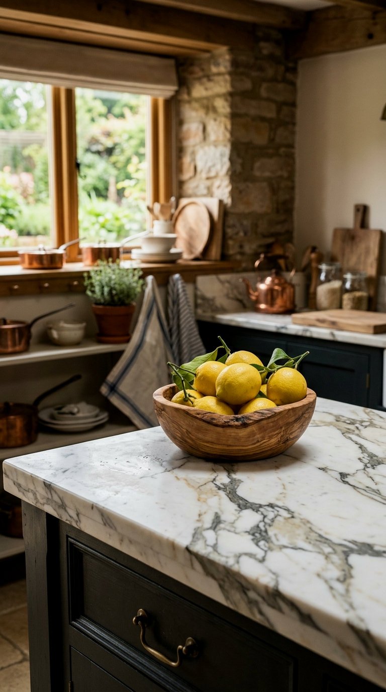 Thick Honed Marble Countertops with Heavy Veining