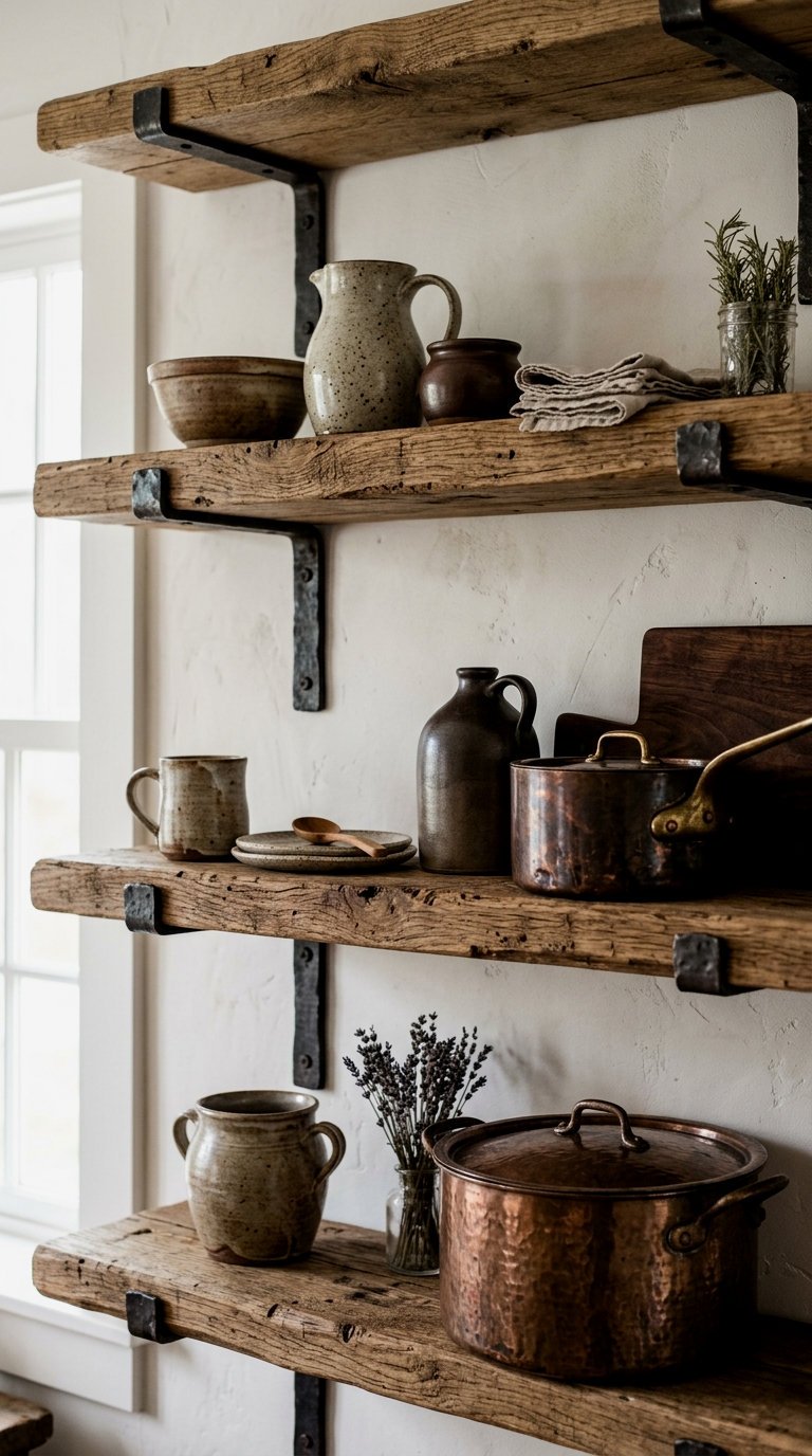 Chunky Reclaimed Wood Open Shelving
