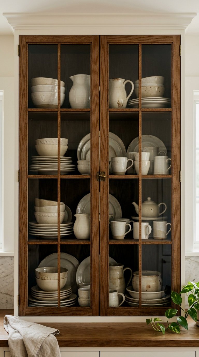 Glass-Front Cabinets with Delicate Mullions