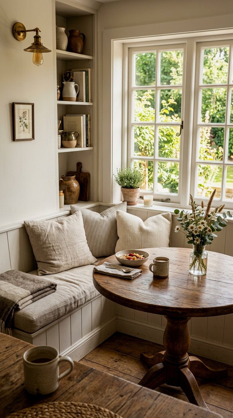 Built-in Breakfast Nooks with Linen Upholstery