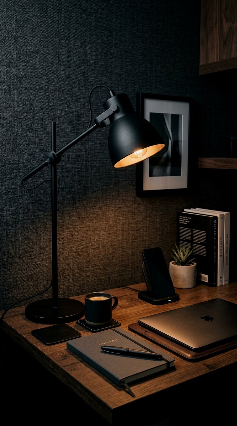 Architectural Matte Black Desk Lamp
