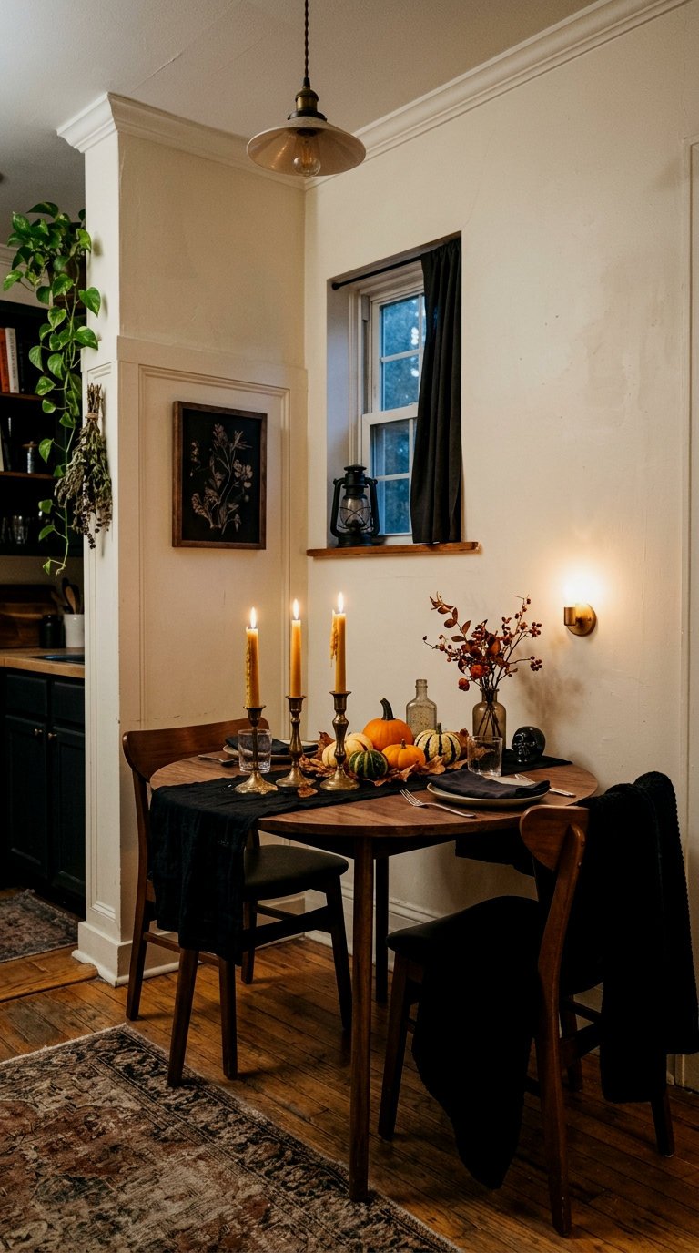 Dark Academia Candlelit Dining Corner
