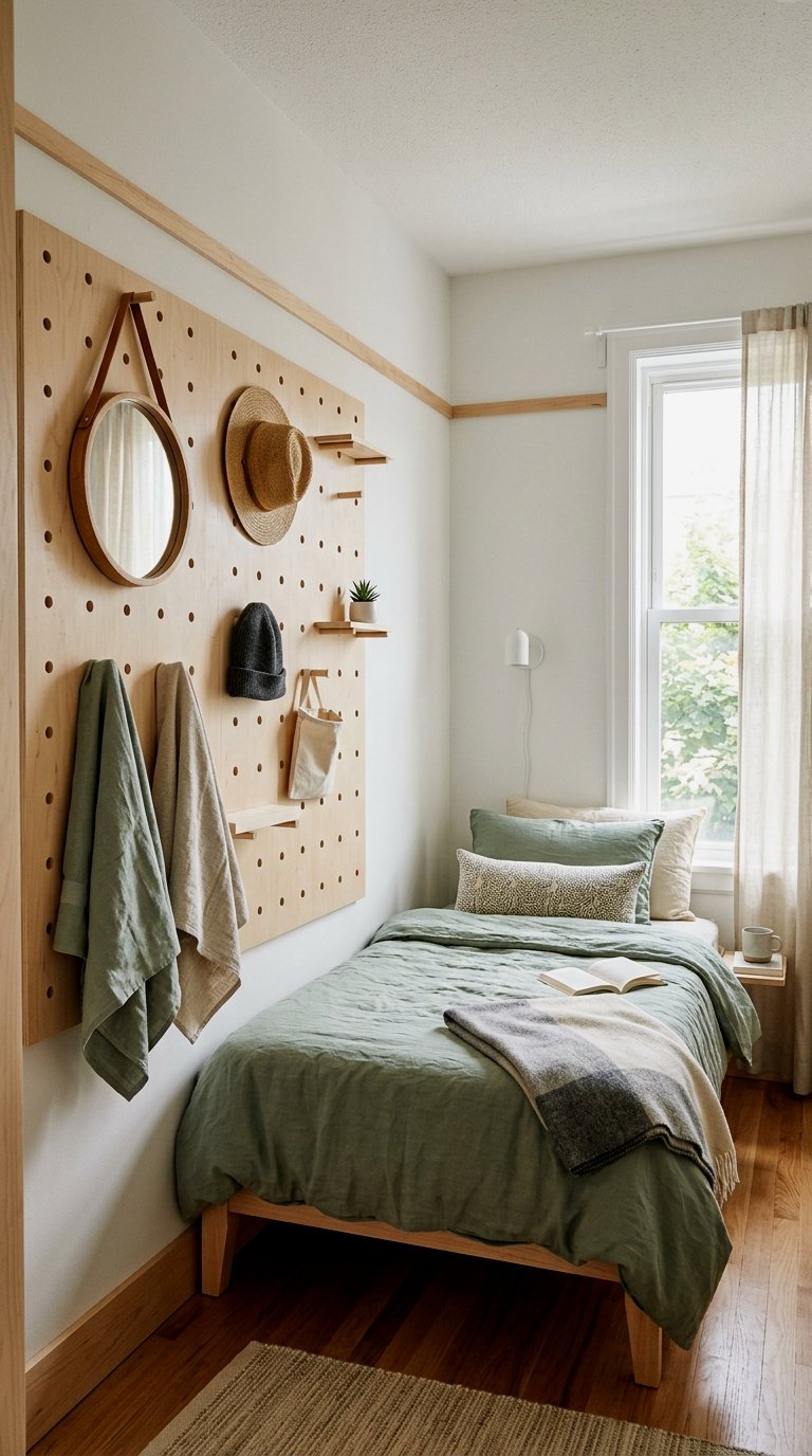 Scandi Pegboard Wall Storage for Guest Essentials