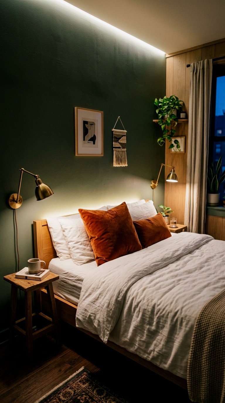 Moody Dark Sage Micro Guest Room