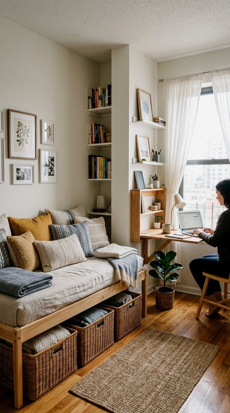 Dual-Function Office Guest Room with Drop-Leaf Desk