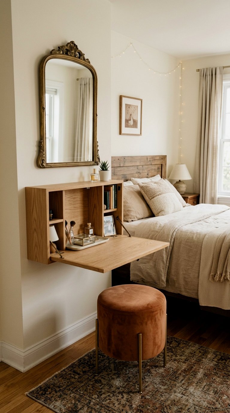 Space-Saving Wall-Mounted Drop-Down Vanity